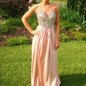 Prom Dress - Light Pink with Silver Jewel Top